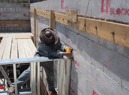 DOMINIC MAKING SPARKS FLY AS HE TRIMS A WALL